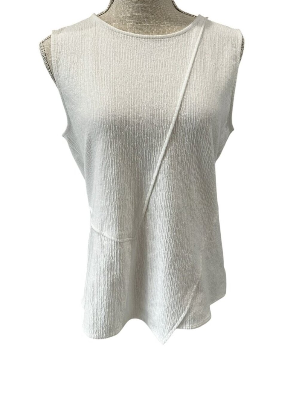 DKNY Womens White Textured Sleeveless Top With Back Zipper Size M
